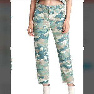 Mother Brand The Shaker Chop Crop Blue/Green Camo